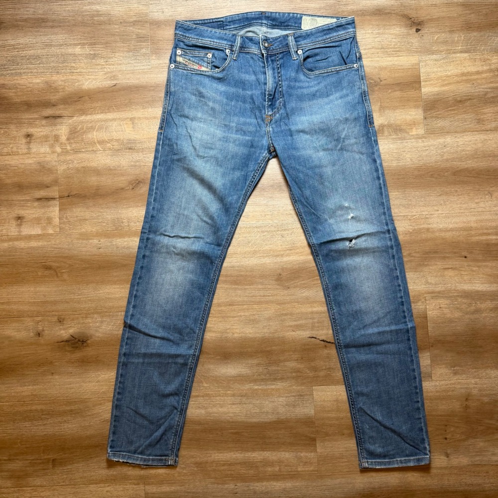 Diesel Thavar-XP Jeans Men 30x30 Blue Slim Skinny Stretch Distressed Denim R8TW4